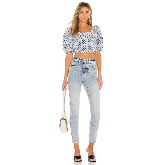 NWT Free People Puff Sleeve top blouse Size 0 - Picture 1 of 9